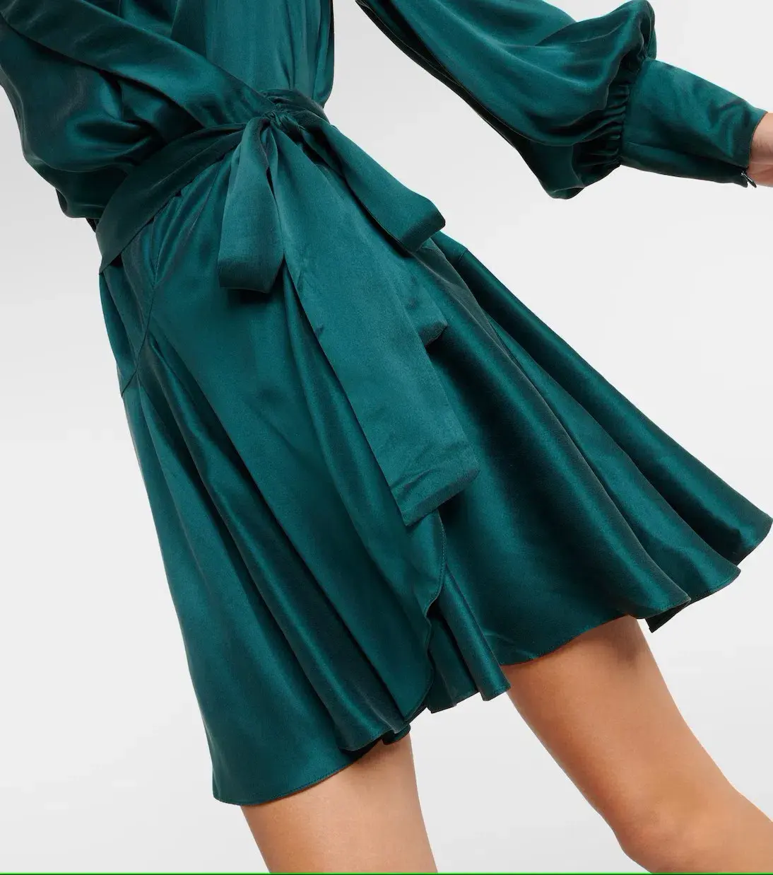Zimmermann Silk Wrap Mini Dress in Emerald Size 0 / AU 8 - Image 3