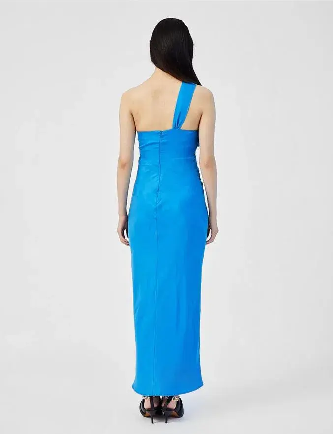 Suboo Hannah Asymmetric Strap Midi Dress Lapis Blue Size 12 - Image 3