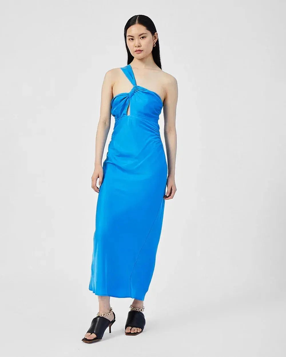 Suboo Hannah Asymmetric Strap Midi Dress Lapis Blue Size 12 for rent on The Volte - main image