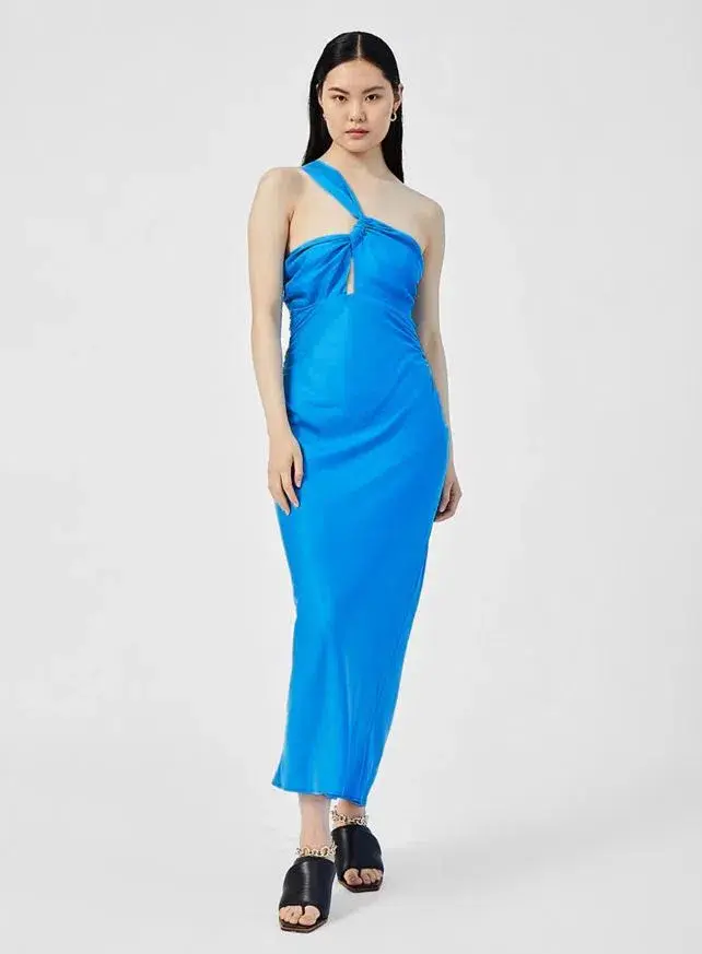 Suboo Hannah Asymmetric Strap Midi Dress Lapis Blue Size 12 - Image 4