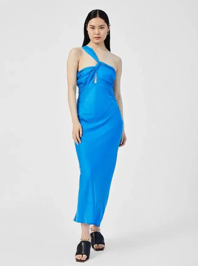 Suboo Hannah Asymmetric Strap Midi Dress Lapis Blue Size 12 for rent on The Volte - main image