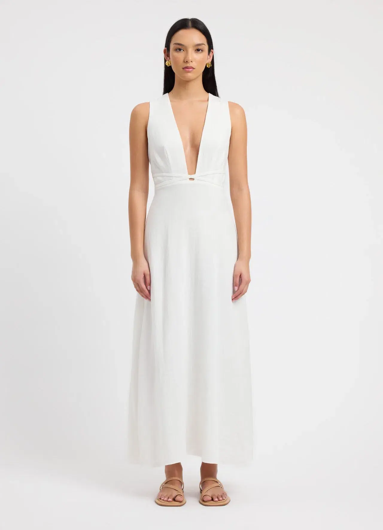 Kookai Hayman Deep Vee Dress White Size S / AU 8 - Image 1