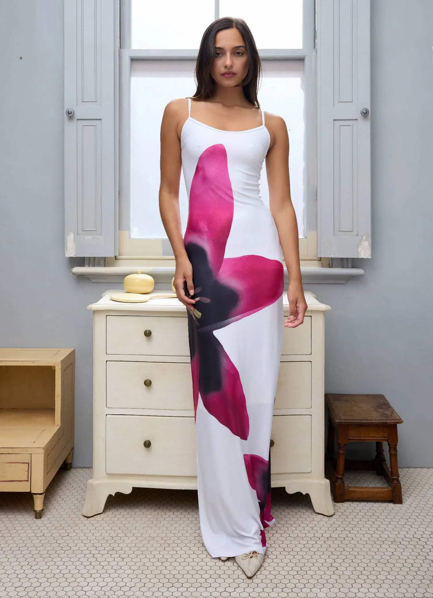 With Harper Lu Slip Dress Pearl Lily Floral Size M / AU 10 - Image 1