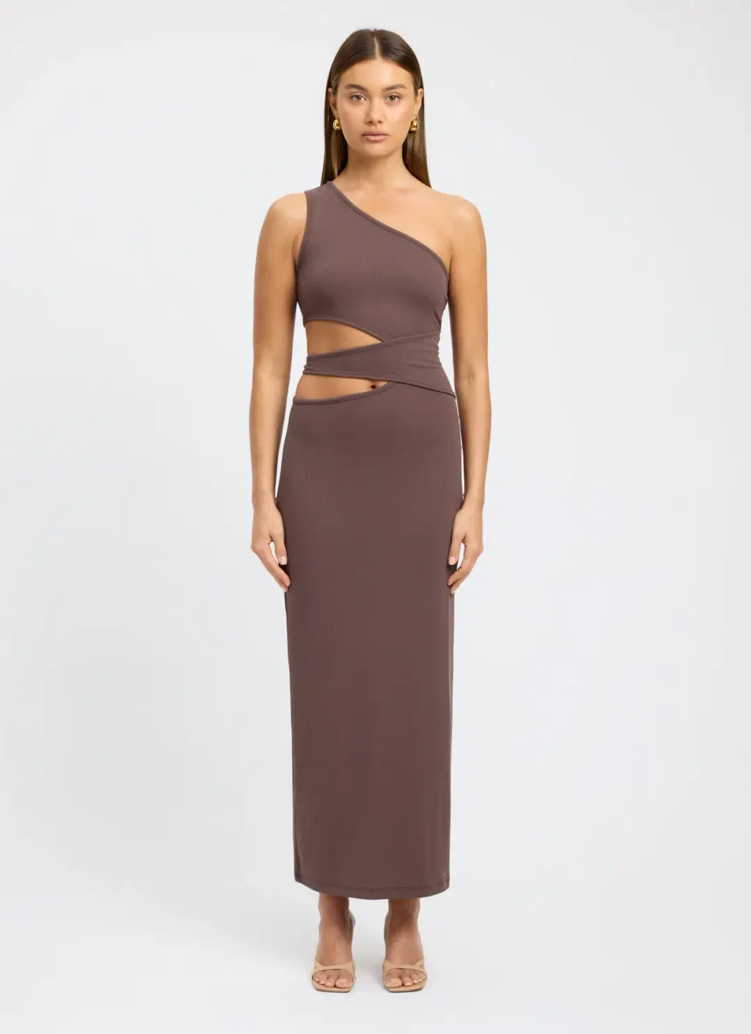 Kookai Faye Maxi Dress Dark Chocolate Brown Size 38 / AU 10 for rent on The Volte - main image