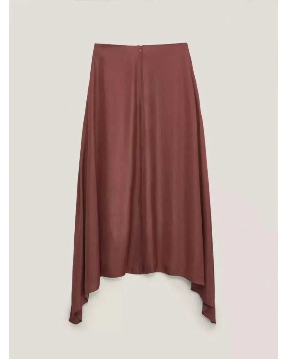 Massimo Dutti "Flowing Asymmetric" Midi Skirt Burgundy Size AU 6 - Image 5