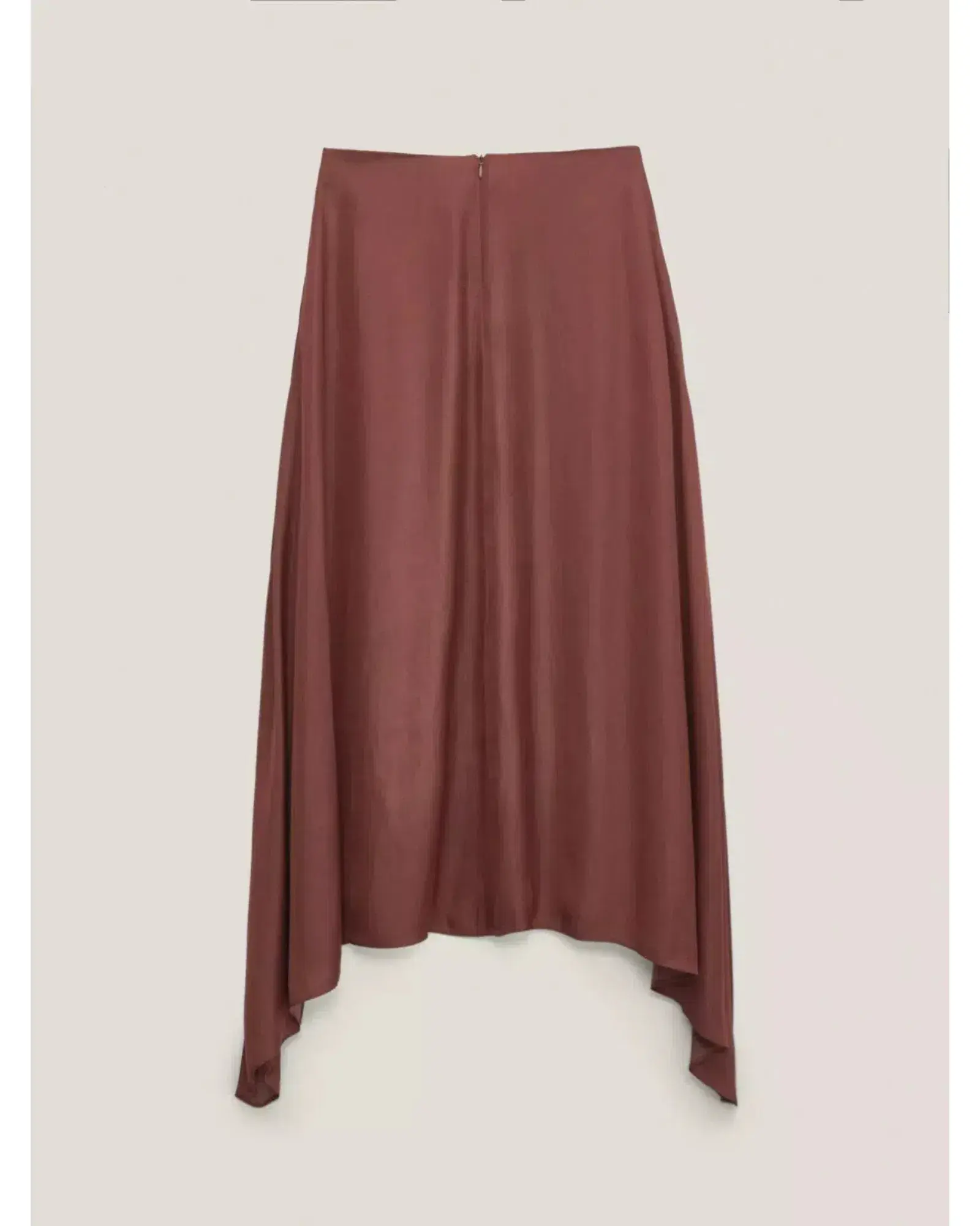Massimo Dutti "Flowing Asymmetric" Midi Skirt Burgundy Size AU 6 - Image 5