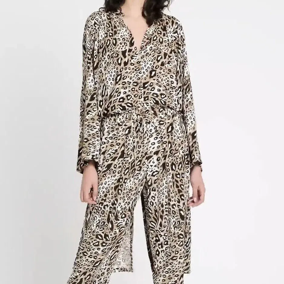 Sass & Bide "Be Kind Rewind" Longline Long Sleeve Blouse Animal Print Size 10 - Image 1