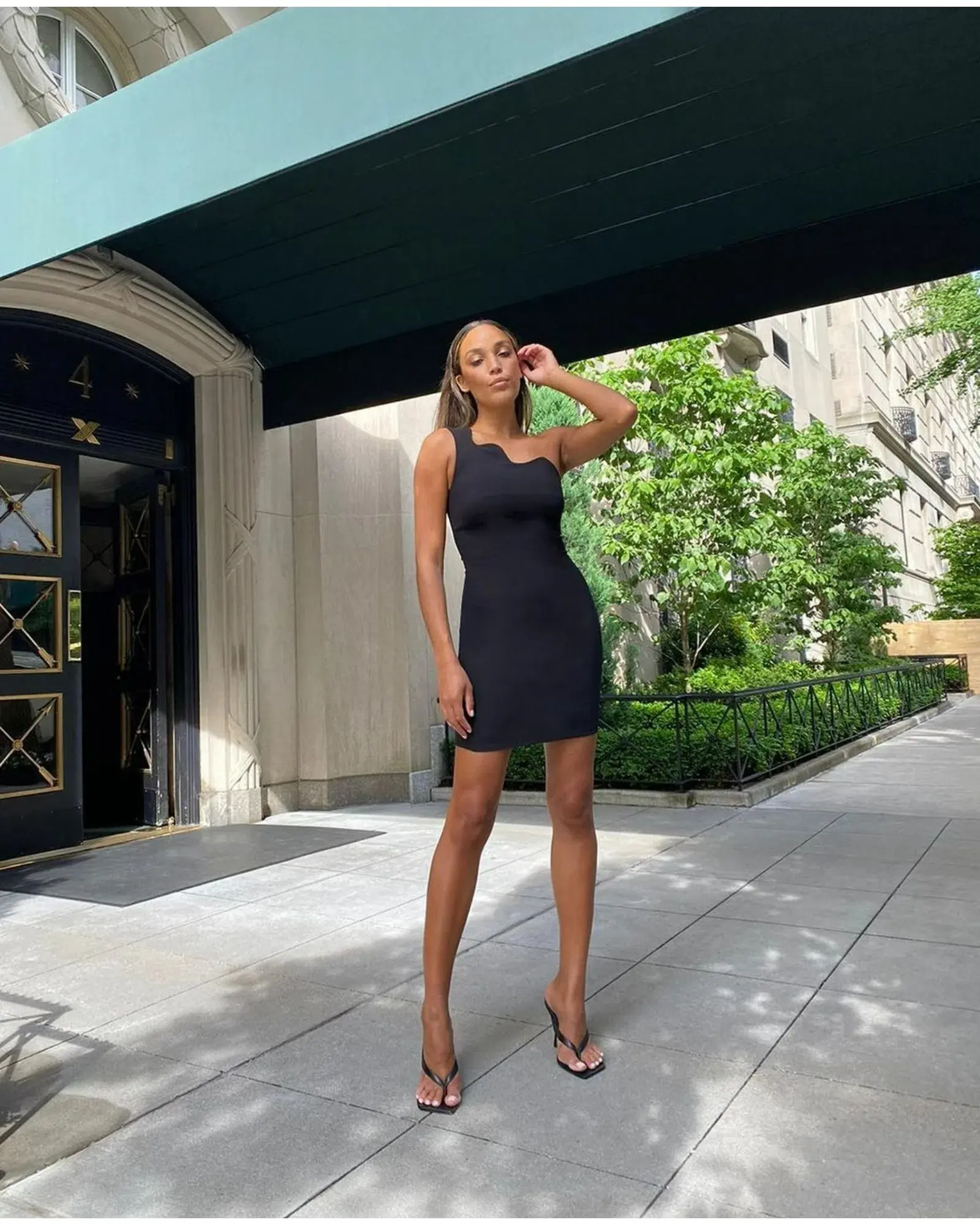 By Johnny Wave One Shoulder Mini Dress Black Size AU 8 - Image 1
