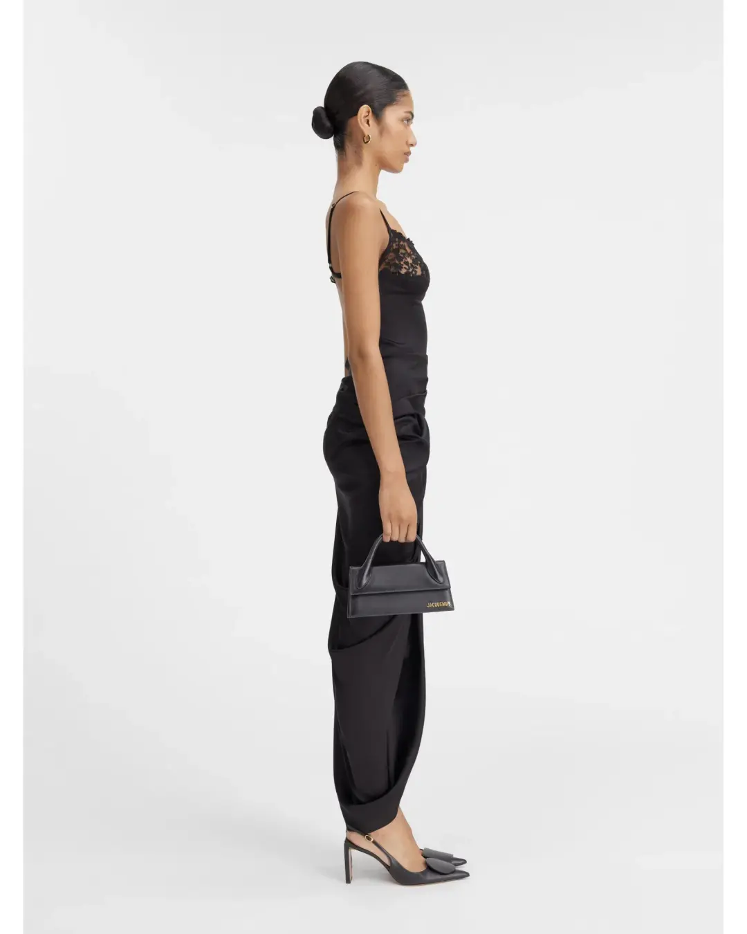 Jacquemus La Saudade longue brodée Dress Black Size AU 8 for rent on The Volte - main image