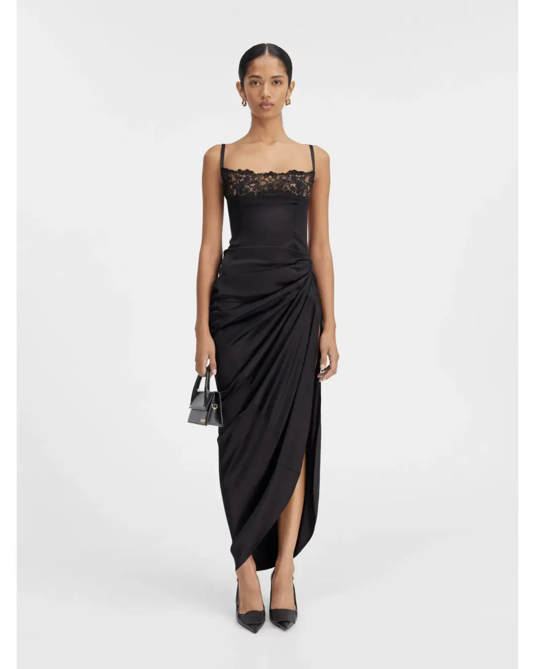 Jacquemus La Saudade longue brodée Dress Black Size AU 8 for rent on The Volte - main image