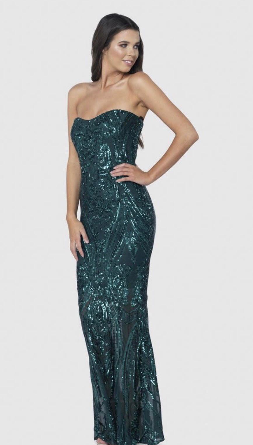 Pilgrim Melanie Sequin Dress Green Size 8 - Image 4