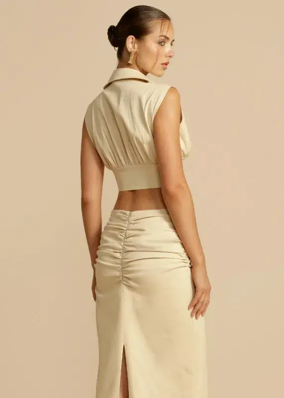 Arcina Ori Carmen Top And Skirt Set Beige Size S / AU 8 - Image 4