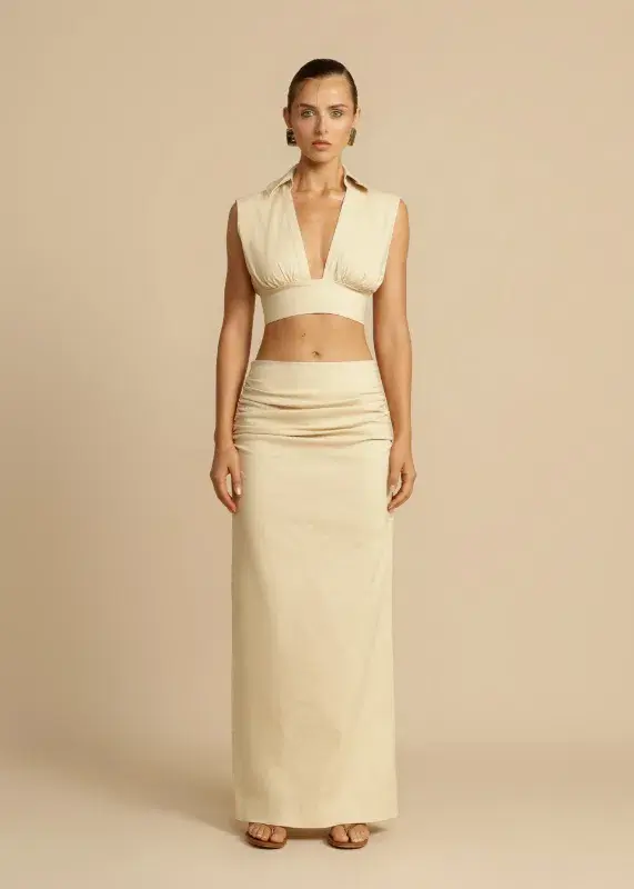 Arcina Ori Carmen Top And Skirt Set Beige Size S / AU 8 - Image 1