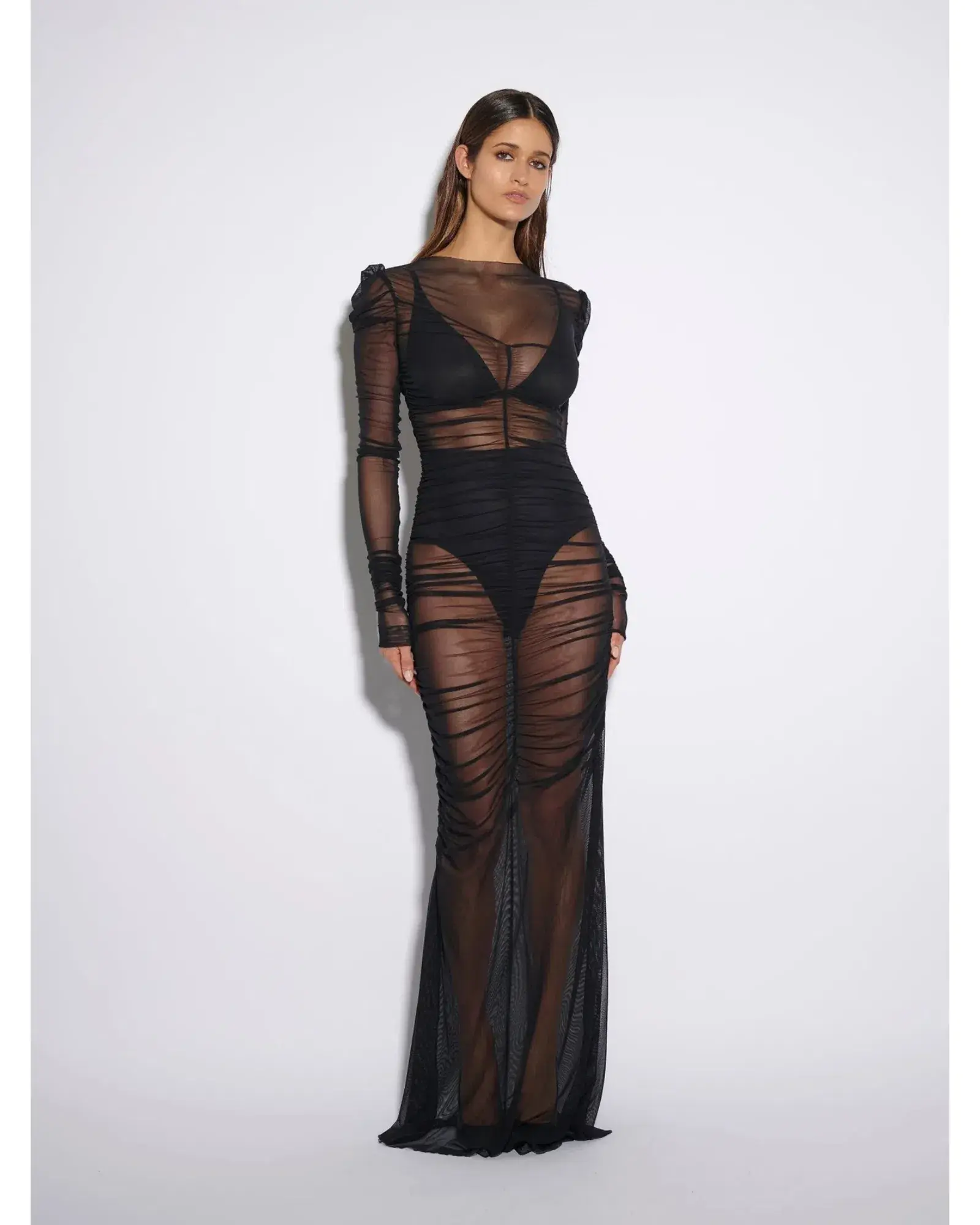 Effie Kats Rhodes Maxi Dress In Black Mesh Size AU 10 - Image 1