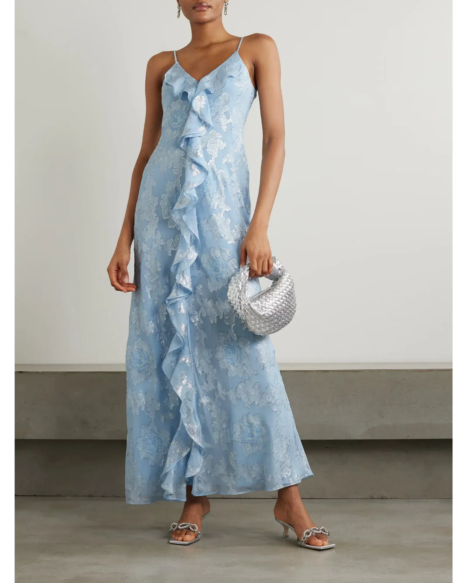 LoveShackFancy June Ruffled Fil-coupé Silk-blend Georgette Dress Blue Size AU 8 - Image 1