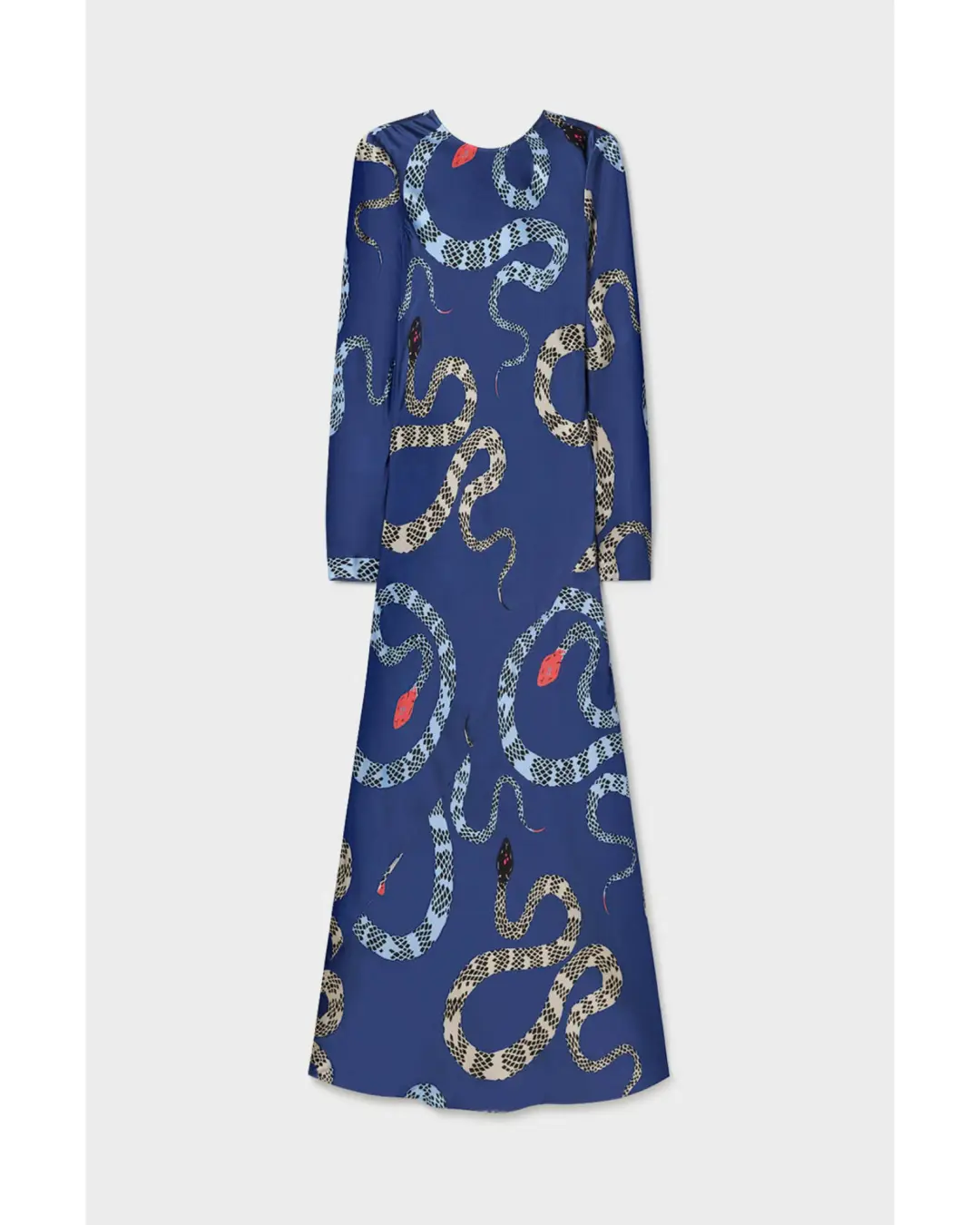 Silk Laundry Full Sleeve Bias Dress Blue Snakes Size AU 8 for rent on The Volte - main image