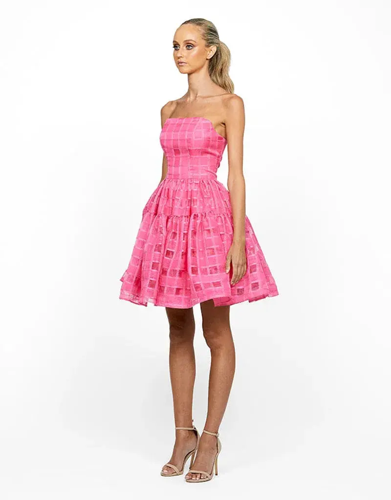 B by Bariano Loni Strapless Flip Mini Dress in Barbie Pink Size 10 - Image 2