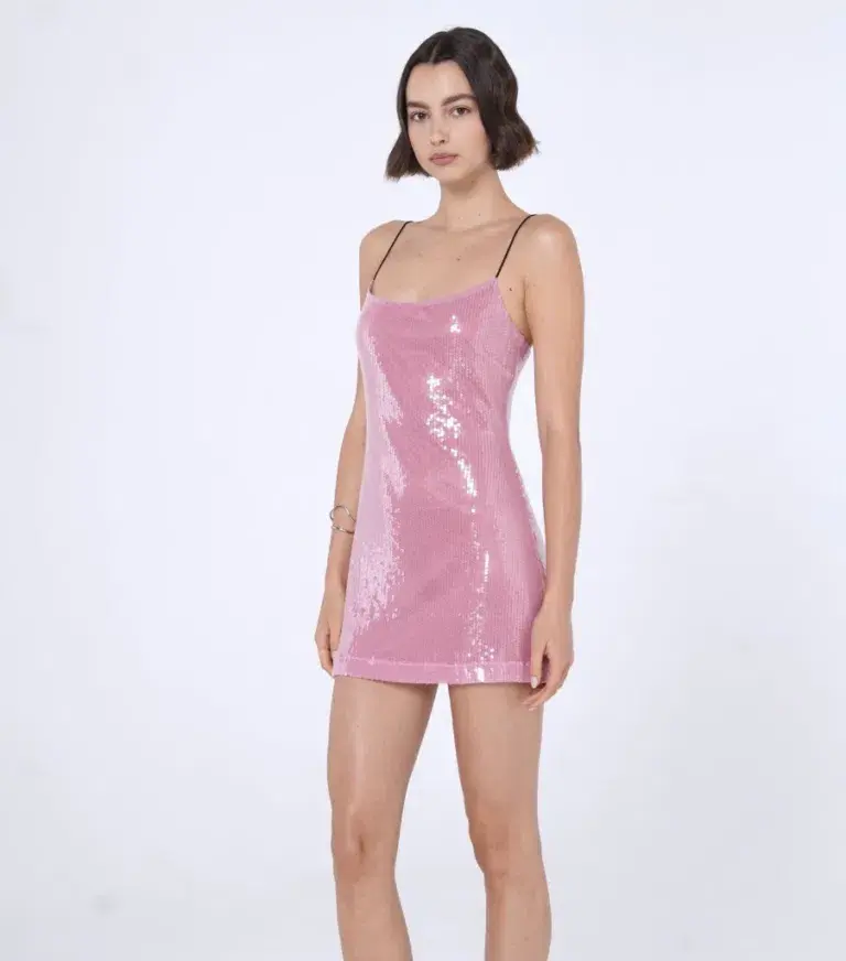 Benni Lucca Sequin Mini Dress Pink Size 6 - Image 1
