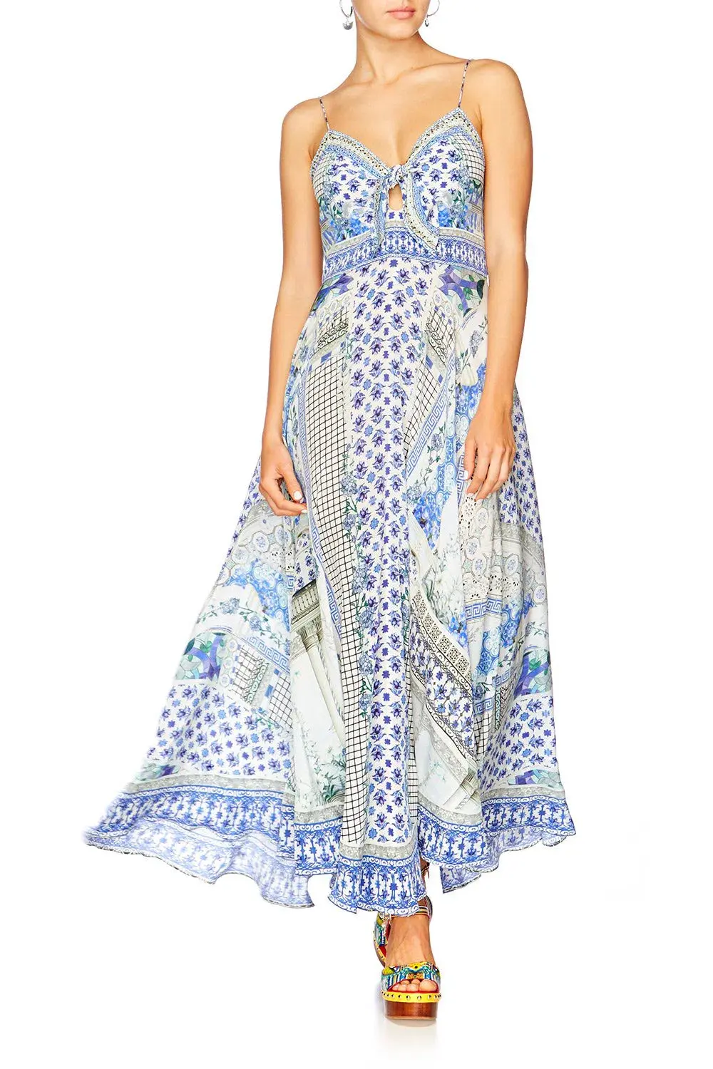 Camilla Salvador Summer Tie Front Long Dress Print Size M / AU 12 - Image 1
