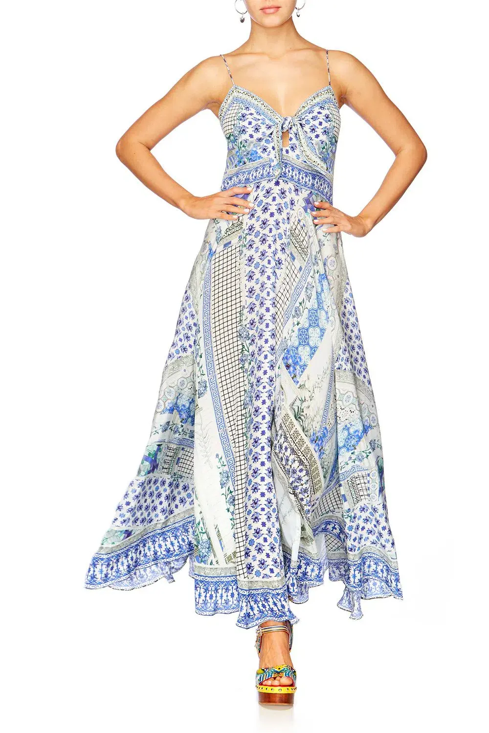 Camilla Salvador Summer Tie Front Long Dress Print Size M / AU 12 - Image 4