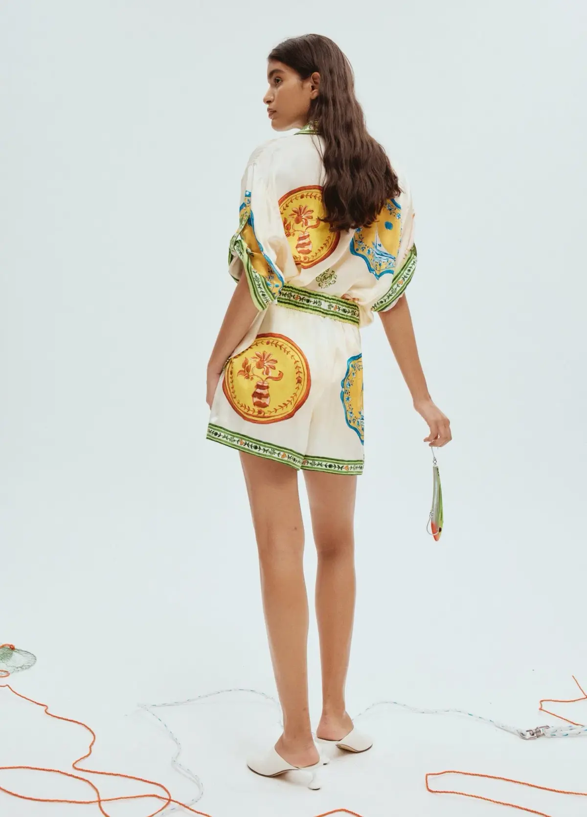 Alemais Porcelain Silk Shirt Size 6 and Shorts Size 4 Set Multi  - Image 3