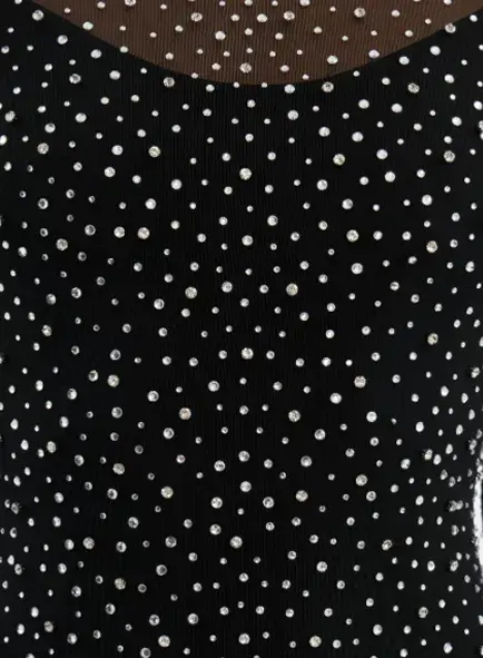 Rebecca Vallance Cecile Diamantes Sheer Mesh Long Sleeve Black Maxi Gown Size 8  - Image 2