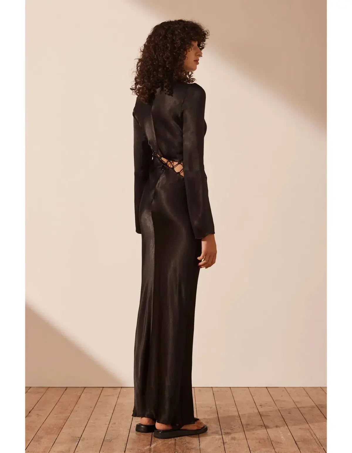 Shona Joy Arienzo Asymmetrical Lace Up Maxi Dress Black Size 8 - Image 5