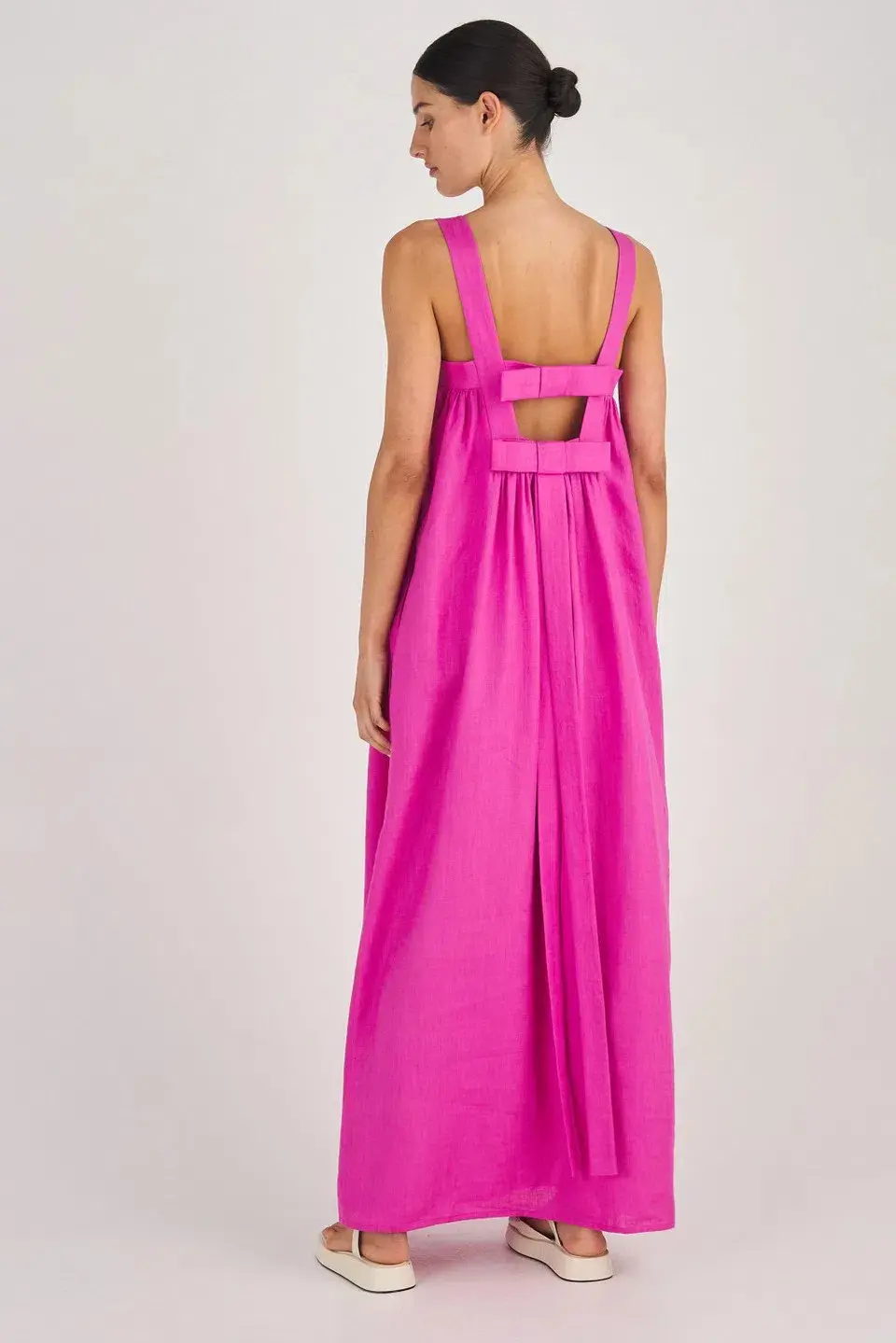 Oroton Bow Detail Sundress Fuchsia Pink Size AU 8 for rent on The Volte - main image