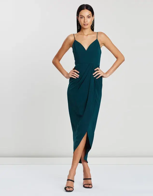Shona Joy Core Cocktail Dress in Seaweed Green Size 6 - Image 1