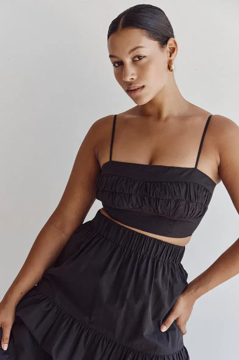 Dissh Elsa Cotton Crop Top & Skirt Set Black Size 6 - Image 4