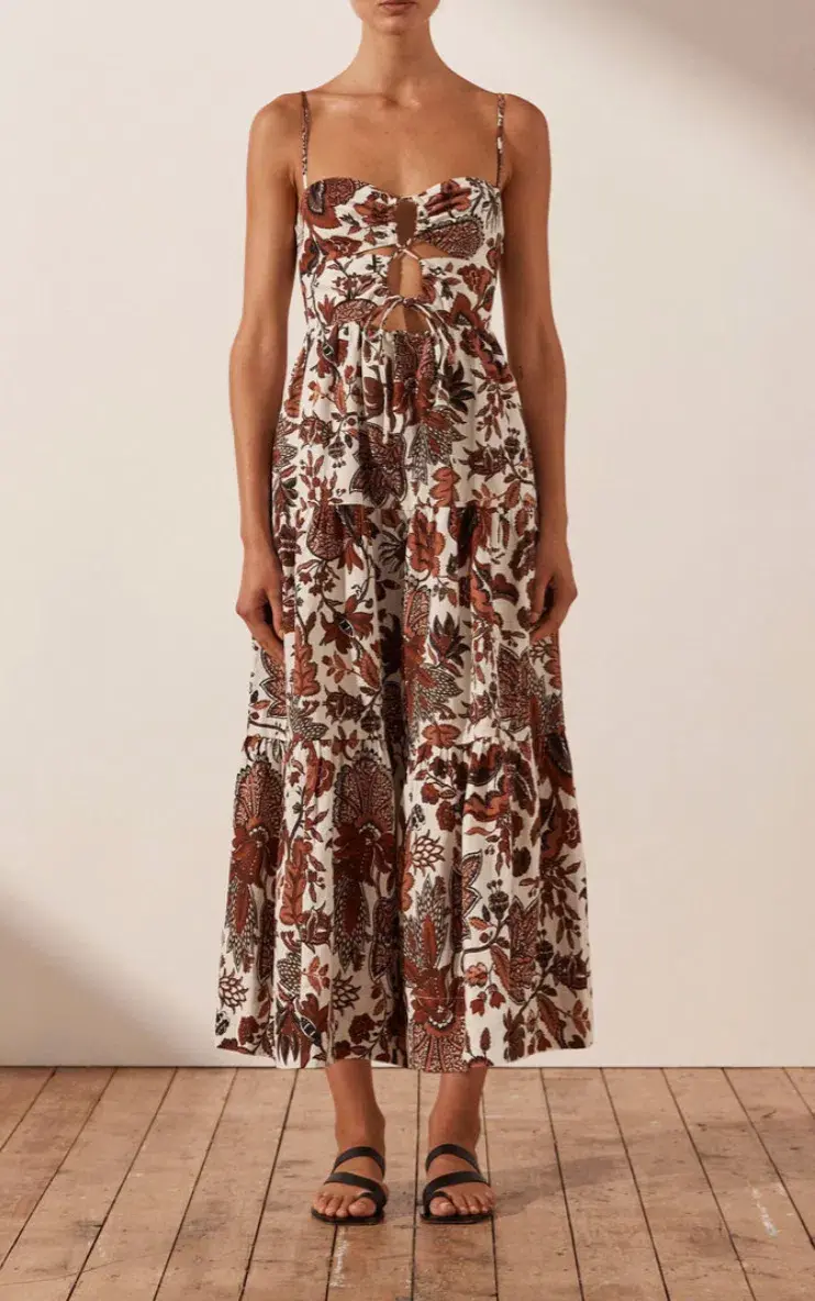 Shona Joy Catalina Lace Up Backless Midi Dress Print Size 8 - Image 2