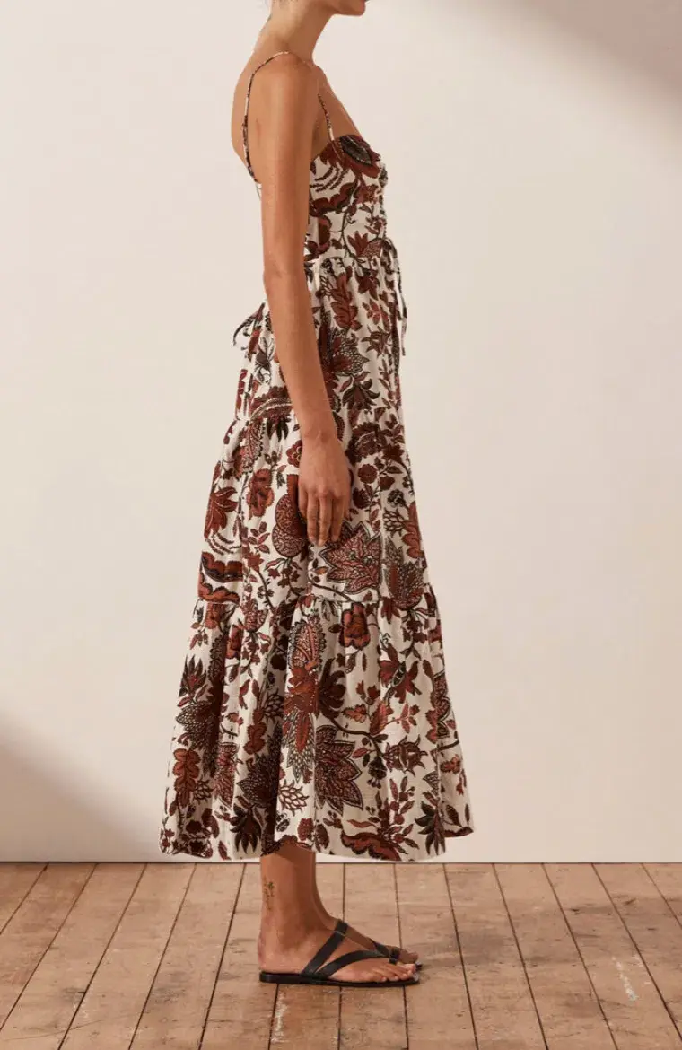 Shona Joy Catalina Lace Up Backless Midi Dress Print Size 8 - Image 3