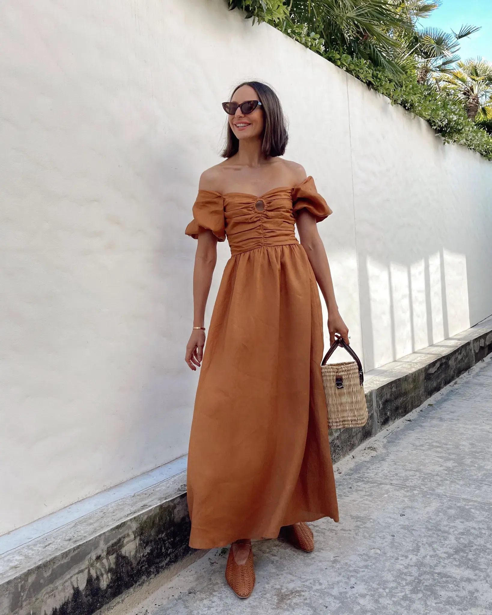 Dissh Malik Linen Midi Dress Tangerine Size 8 - Image 1