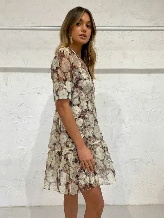 Sir the Label Sofia Puff Sleeve Mini Dress Multi Size 6 - Image 2