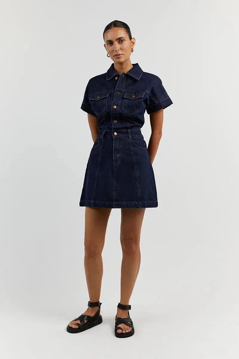 Dissh Poppy Denim Mini Dress Indigo Size 8 - Image 1