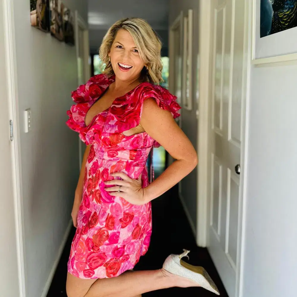 Aje Charmed Plunge Mini Dress Pink Floral Size 14 - Image 2