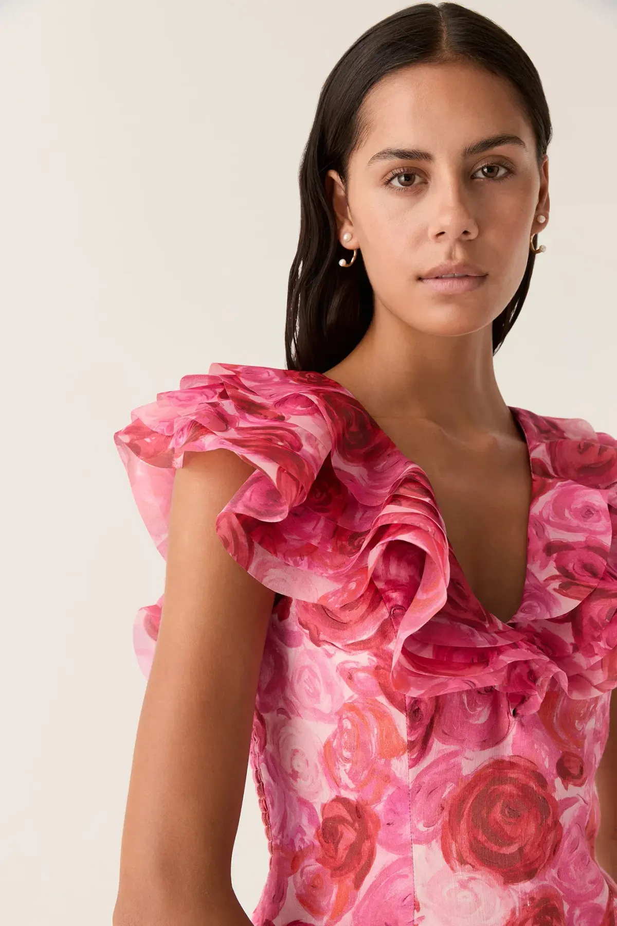 Aje Charmed Plunge Mini Dress Pink Floral Size 14 - Image 6