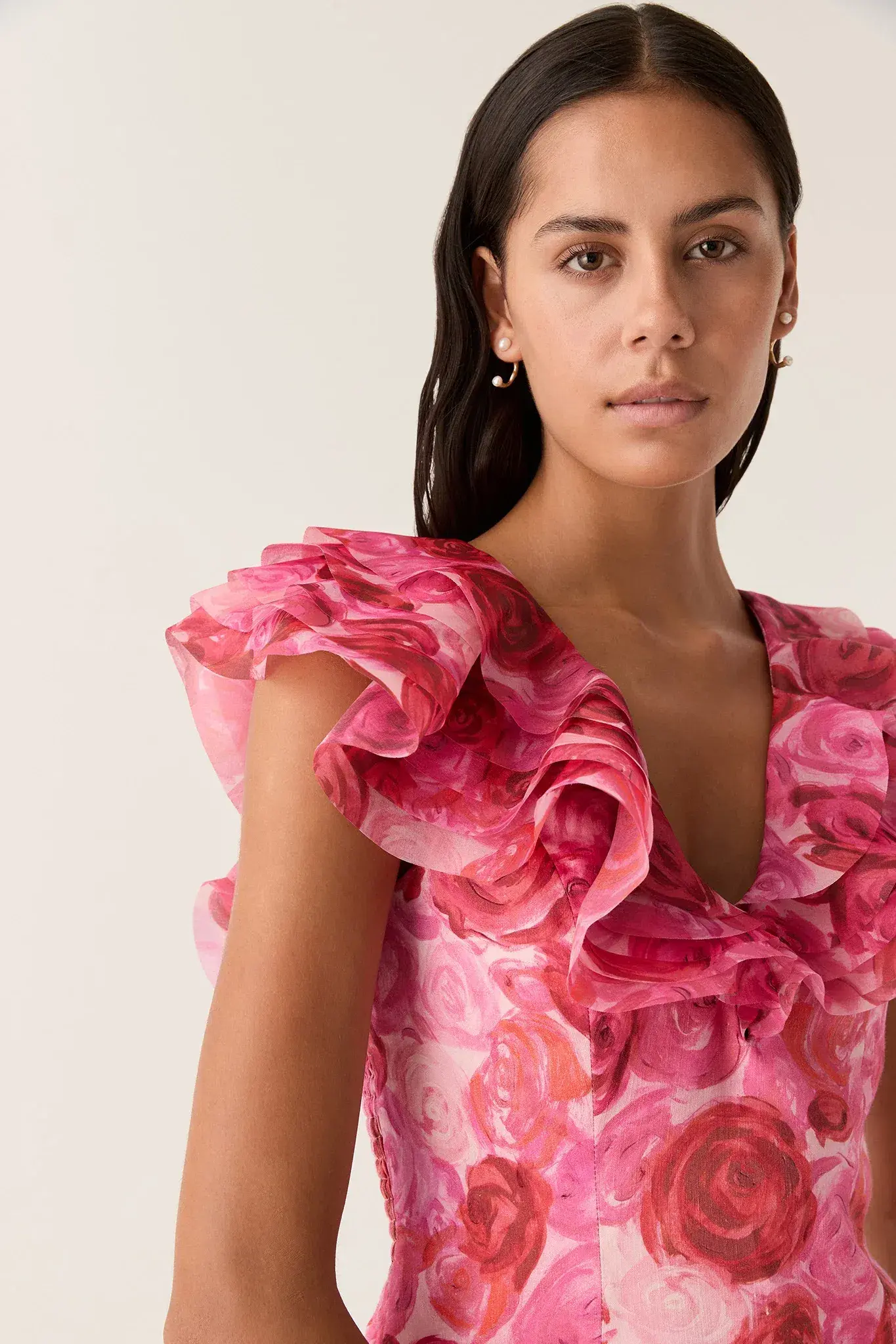 Aje Charmed Plunge Mini Dress Pink Floral Size 14 - Image 6