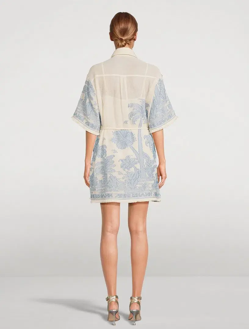 Zimmermann Ottie Palm Mini Dress Cream Blue Size 0/ AU 8 - Image 3