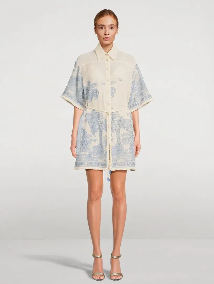 Zimmermann Ottie Palm Mini Dress Cream Blue Size 0/ AU 8 - Image 1
