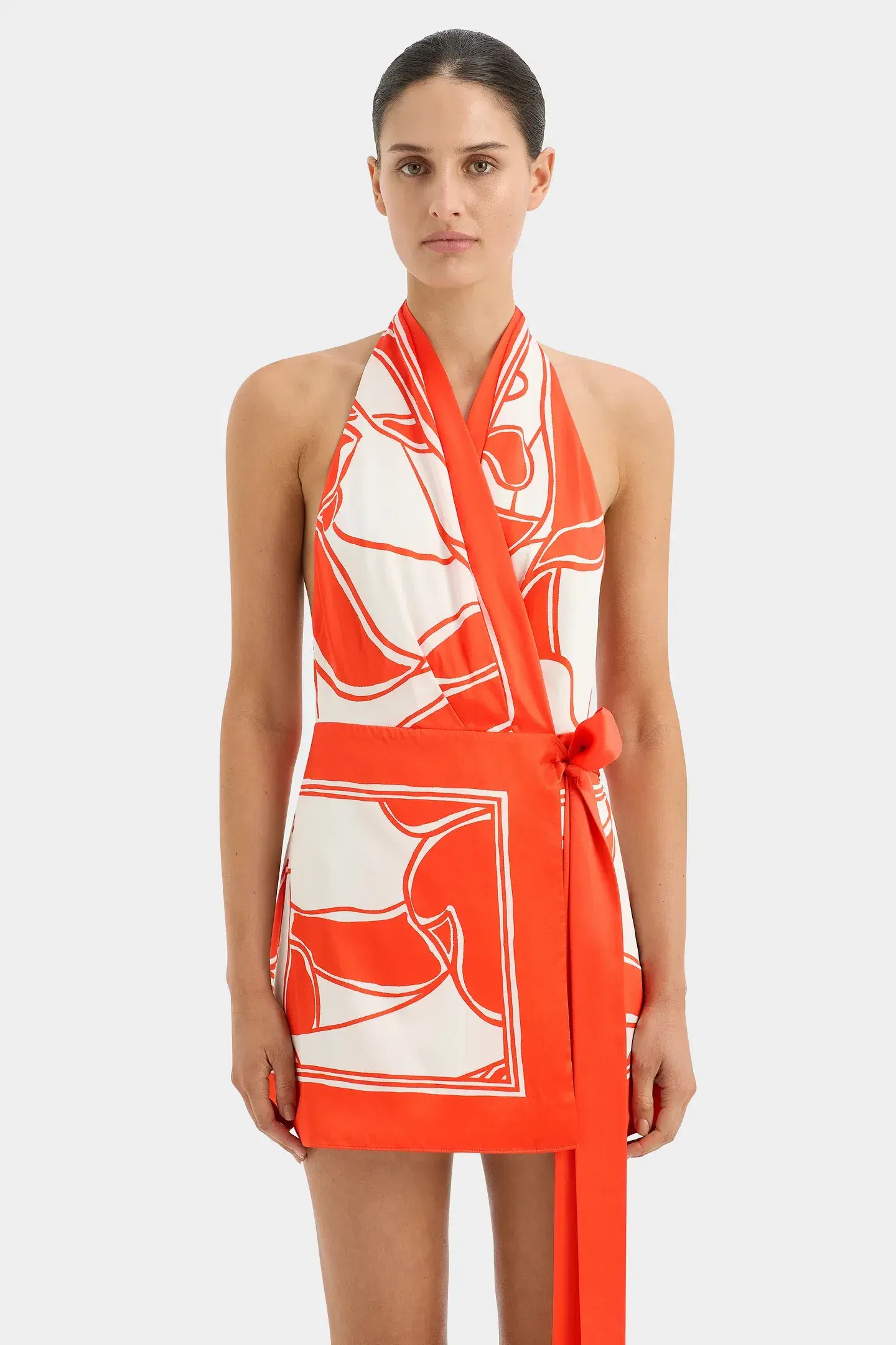 Sir the Label Ramona Wrap Halter Mini Dress Mariposa Lily Print Size 2 / AU 10 - Image 2