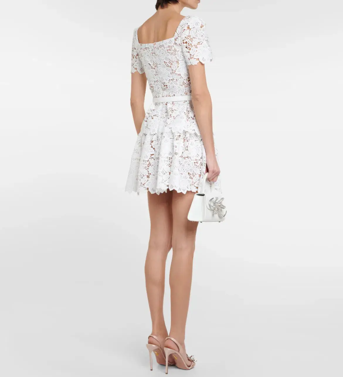 Self Portrait Bridal Lace Mini Dress White Size AU 8 - Image 3