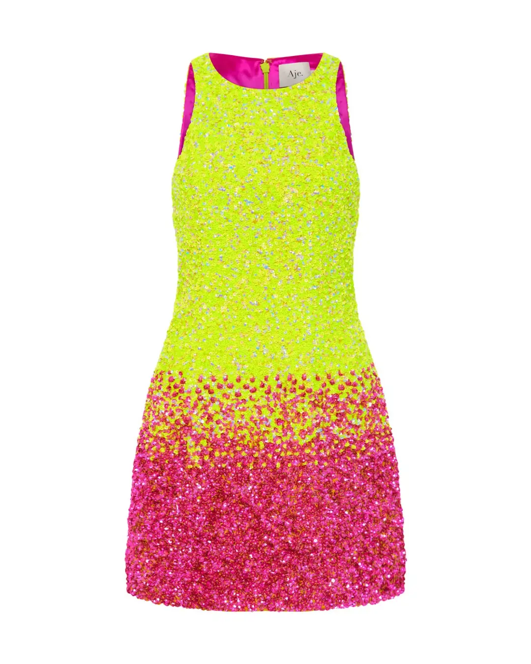 Aje Calypso Ombre Mini Dress Ombre Light Lime Green Size AU 8 for rent on The Volte - main image