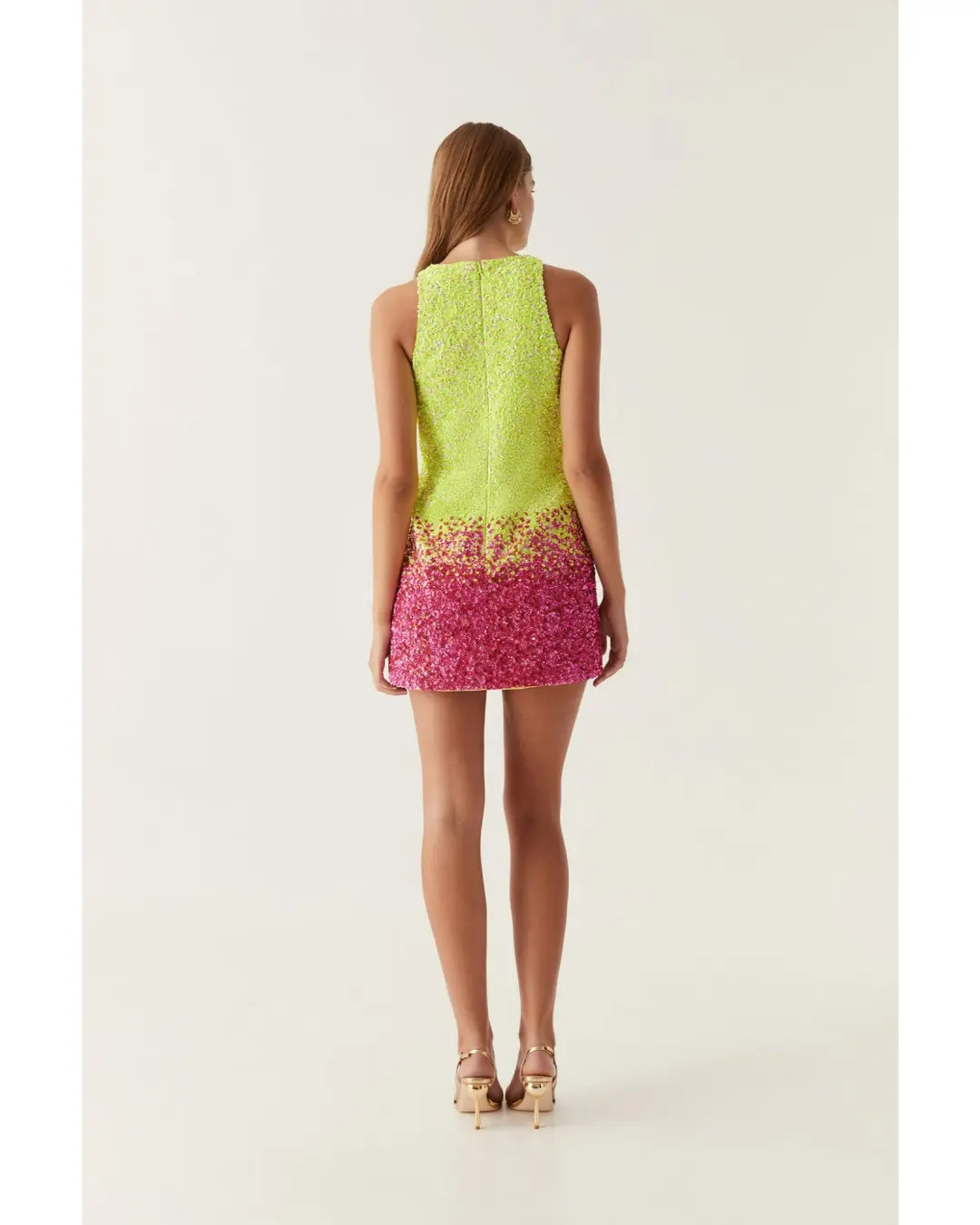 Aje Calypso Ombre Mini Dress Ombre Light Lime Green Size AU 8 for rent on The Volte - main image