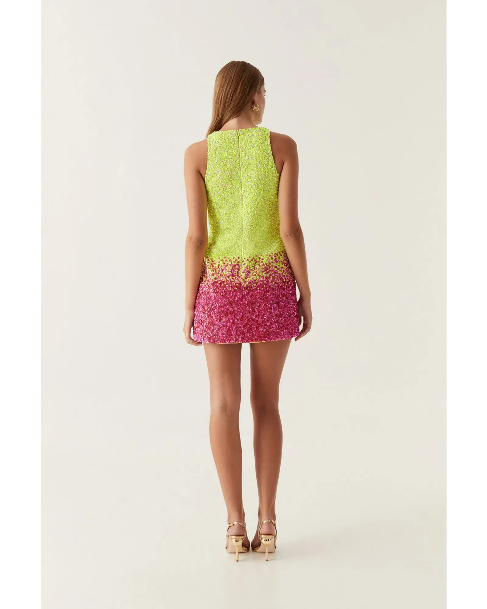 Aje Calypso Ombre Mini Dress Ombre Light Lime Green Size AU 8 - Image 4