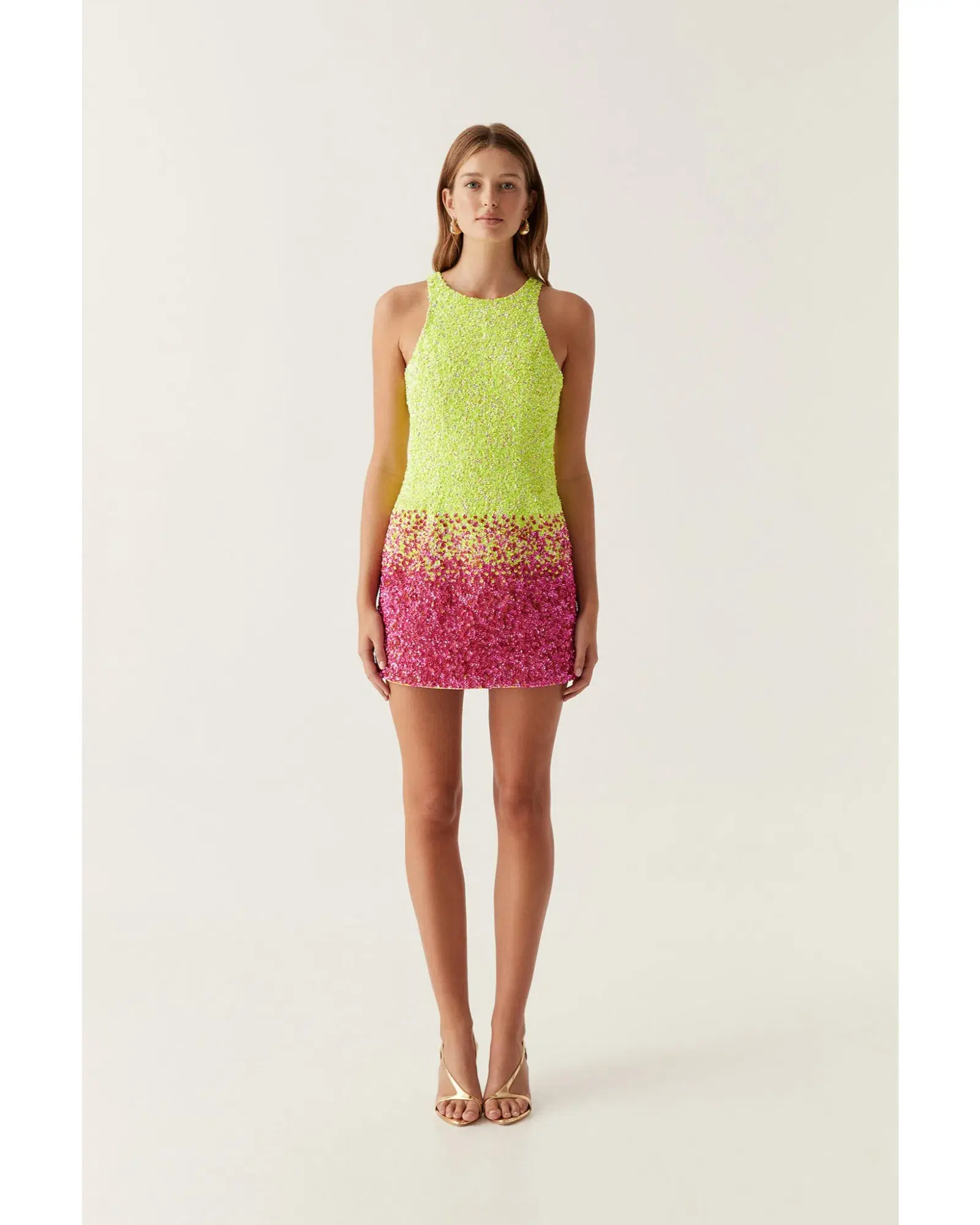 Aje Calypso Ombre Mini Dress Ombre Light Lime Green Size AU 8 - Image 1