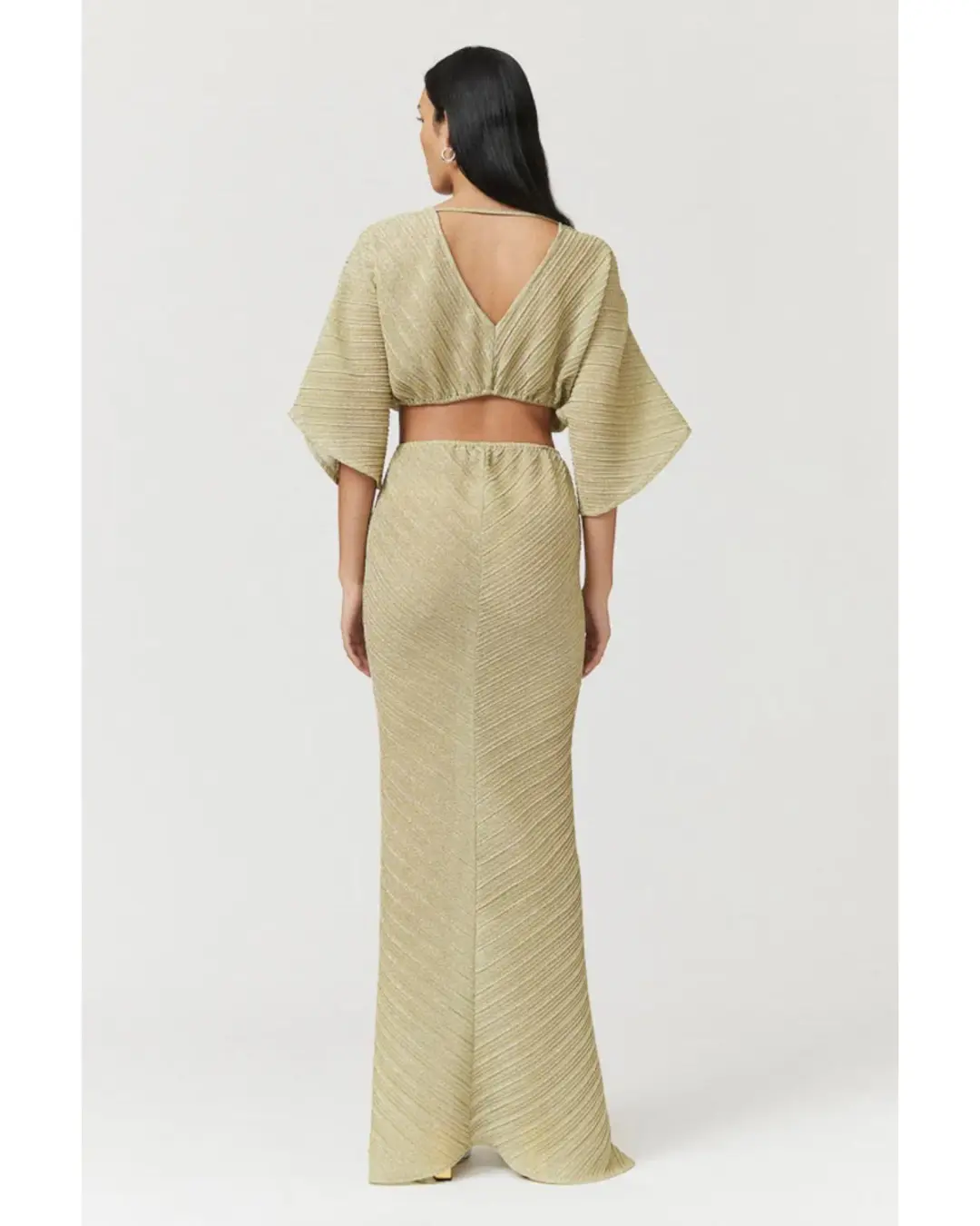 Suboo Stevie Cross-over Midi Dress in Gold Size AU 6 for rent on The Volte - main image
