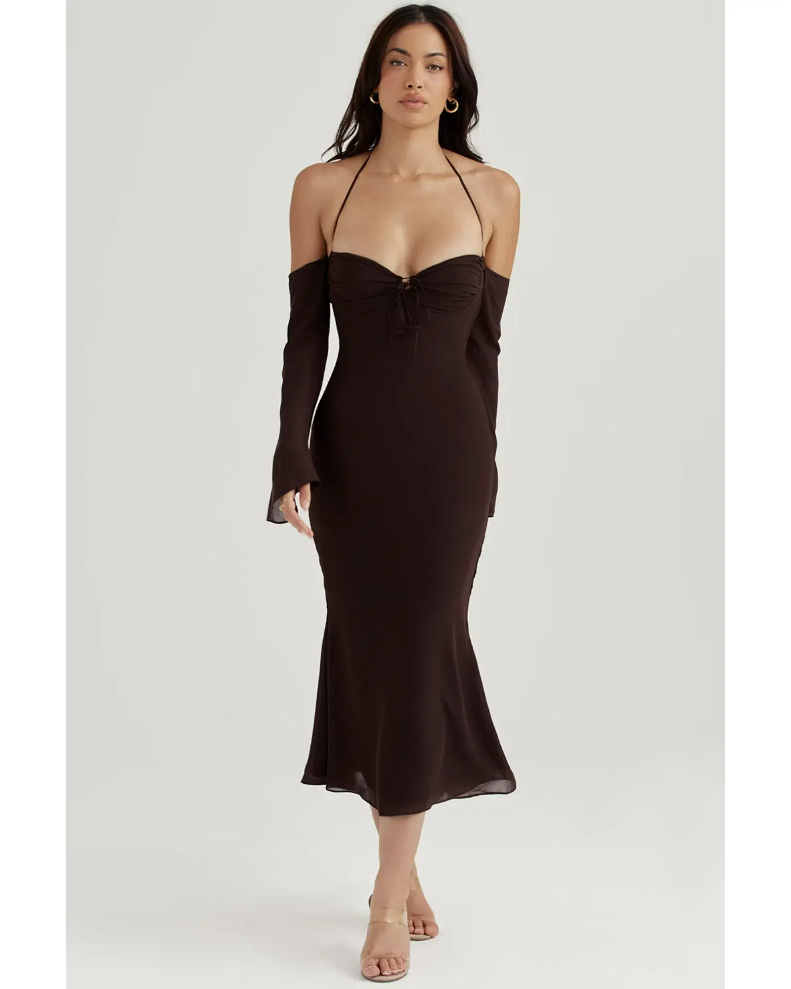 House of CB Naomi Midi Dress in Espresso Brown Size AU 6 - Image 1