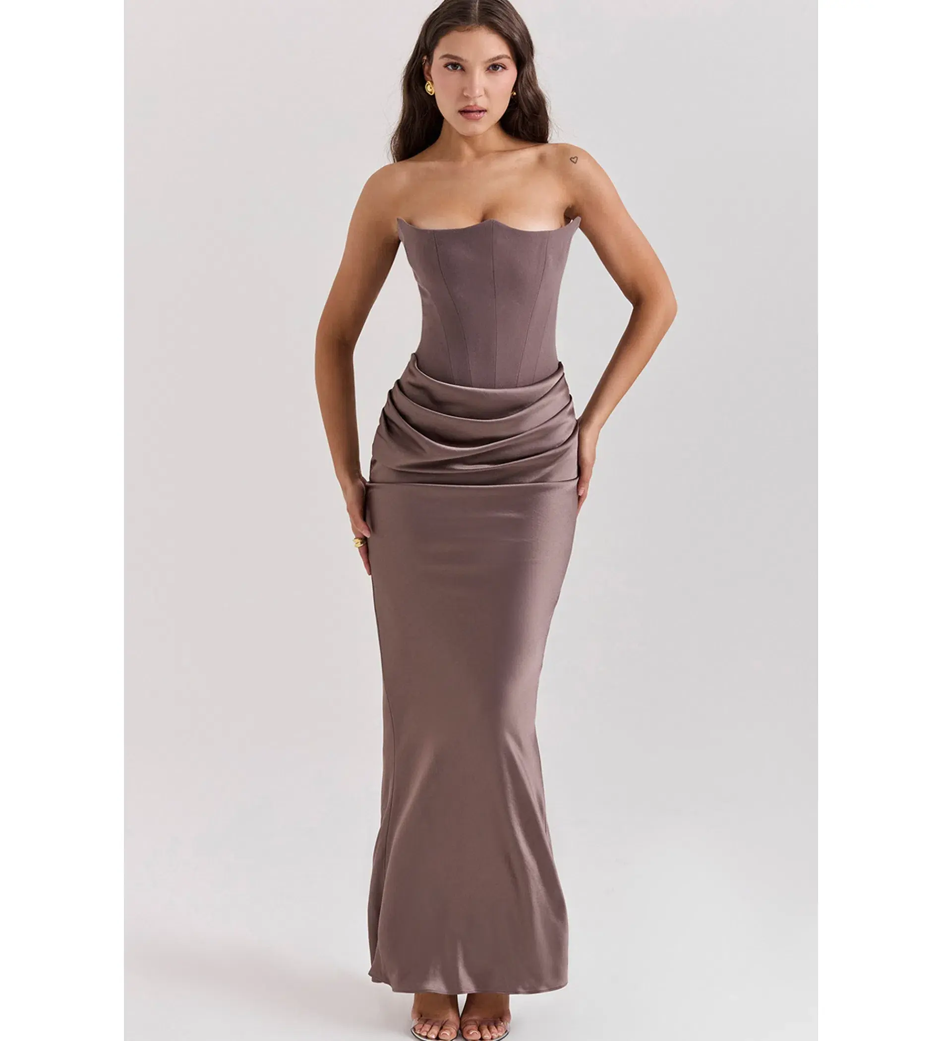 House of CB Persephone Strapless Corset Maxi Dress Smoke Size S/ AU 8 - Image 1