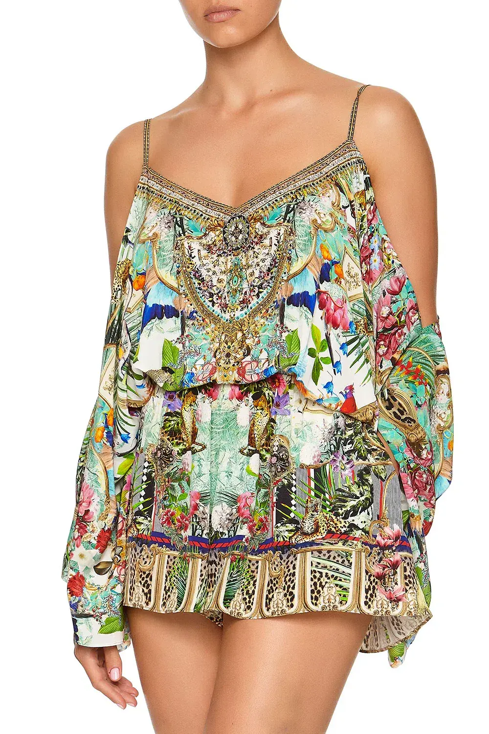 Camilla Franks Drop Shoulder Playsuit Champagne Coast Print Size M /AU 12 - Image 2